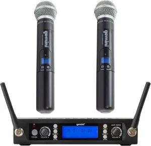 Gemini Sound UHF-6200M Wireless Mic System – UHF Receiver with Selectable Frequencies, Dual Handheld Mics, 150ft Range, LCD Display, Clear Audio for Performers, Churches, Weddings & Events