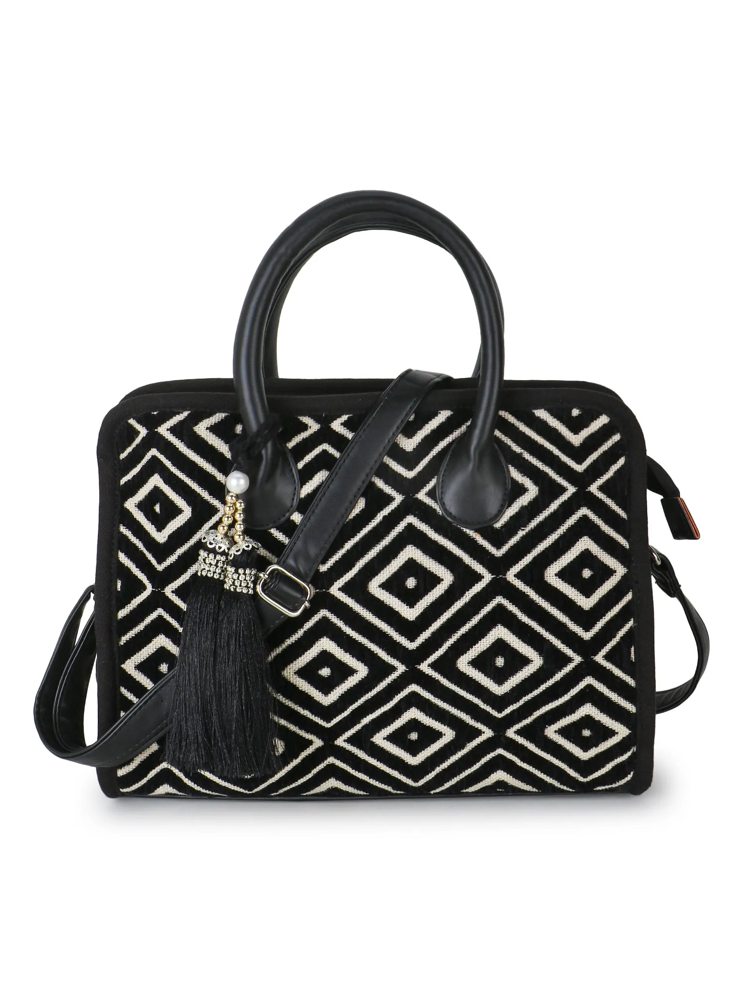 Geomat Jacquard Cotton Canvas Diamond Self Design Handheld Bag