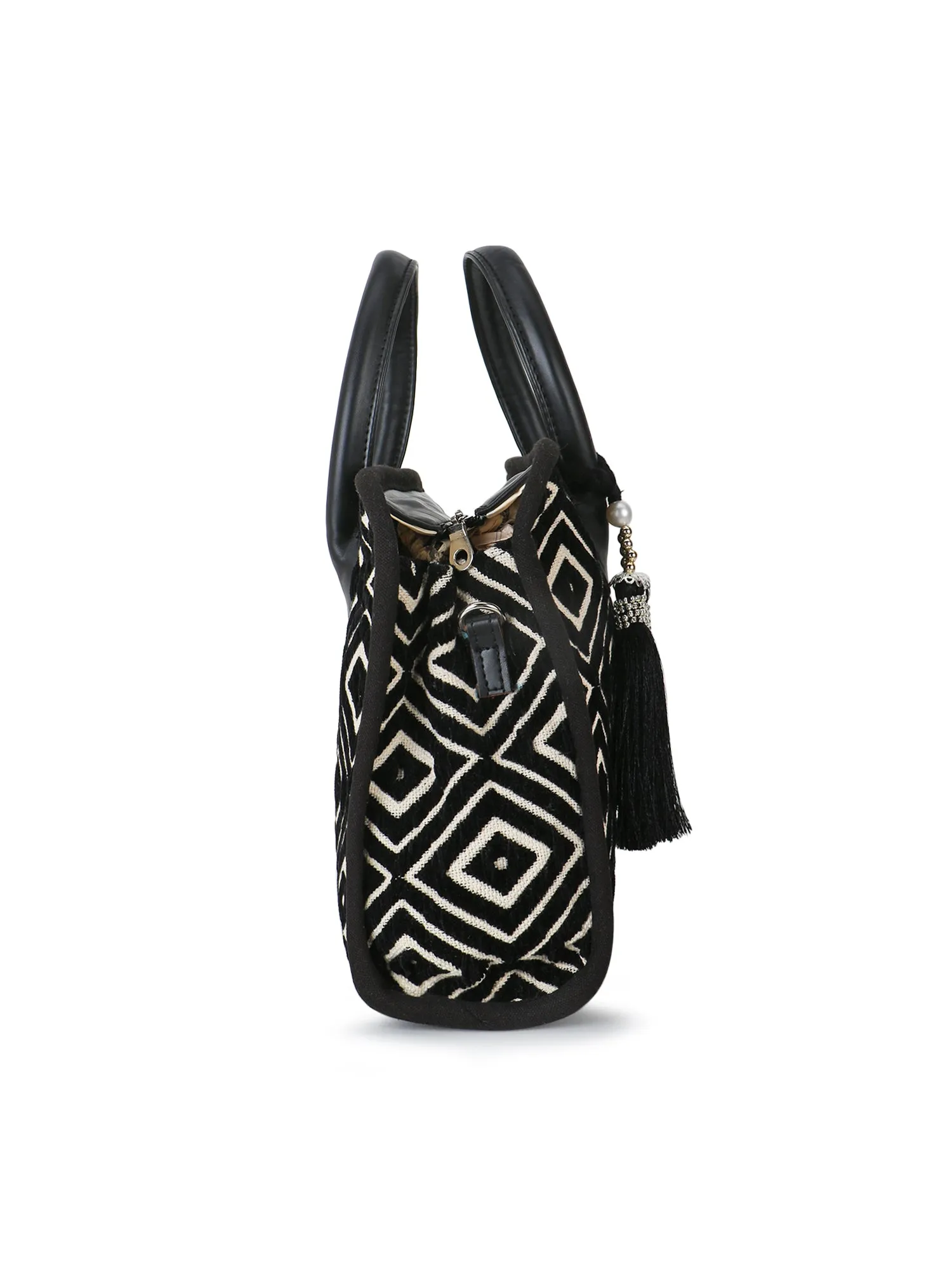 Geomat Jacquard Cotton Canvas Diamond Self Design Handheld Bag