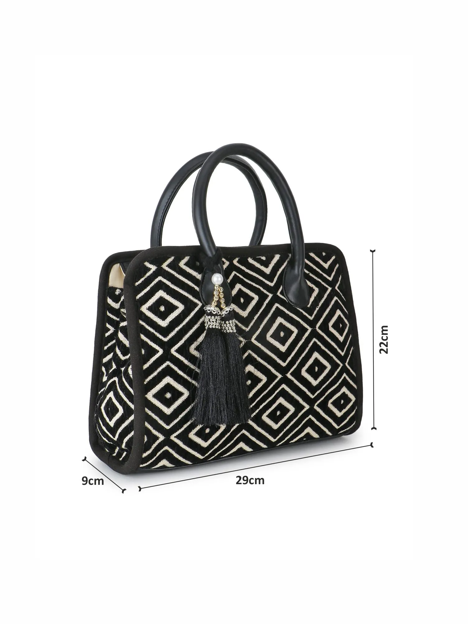 Geomat Jacquard Cotton Canvas Diamond Self Design Handheld Bag