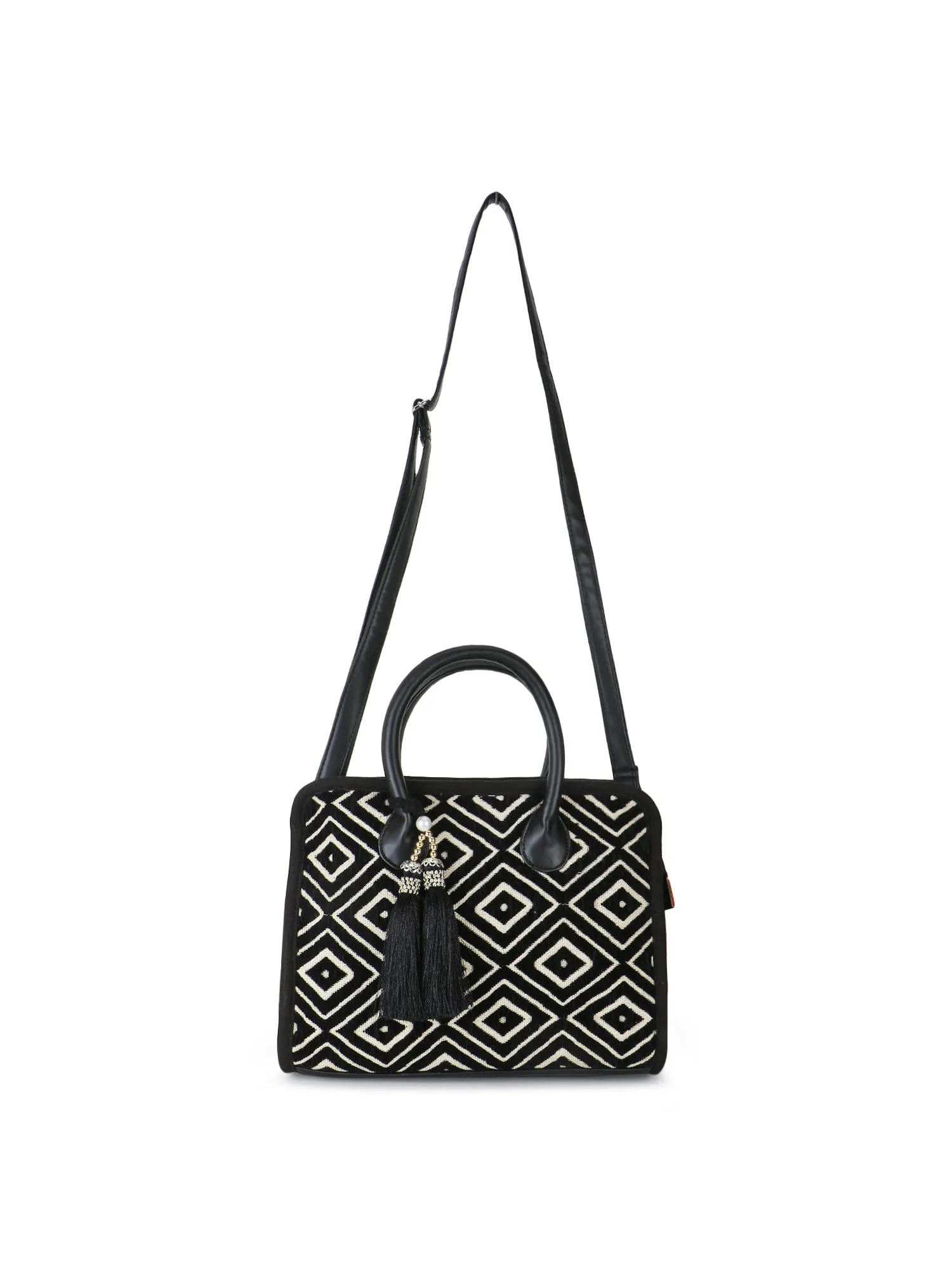 Geomat Jacquard Cotton Canvas Diamond Self Design Handheld Bag