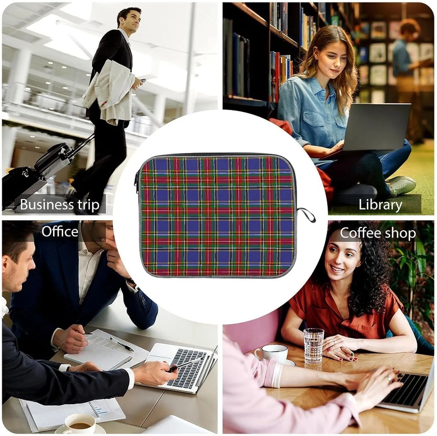 Geometrics Grey Silver Large Capacity Portable Laptop Case Unisex