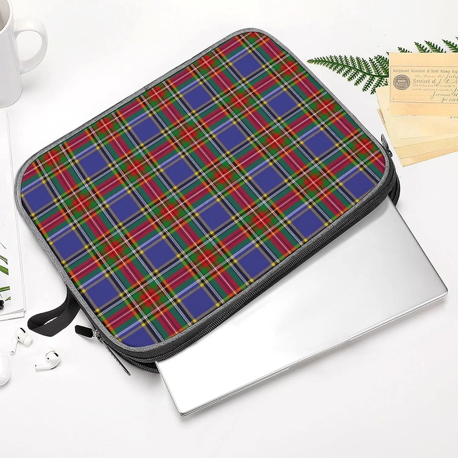 Geometrics Grey Silver Large Capacity Portable Laptop Case Unisex