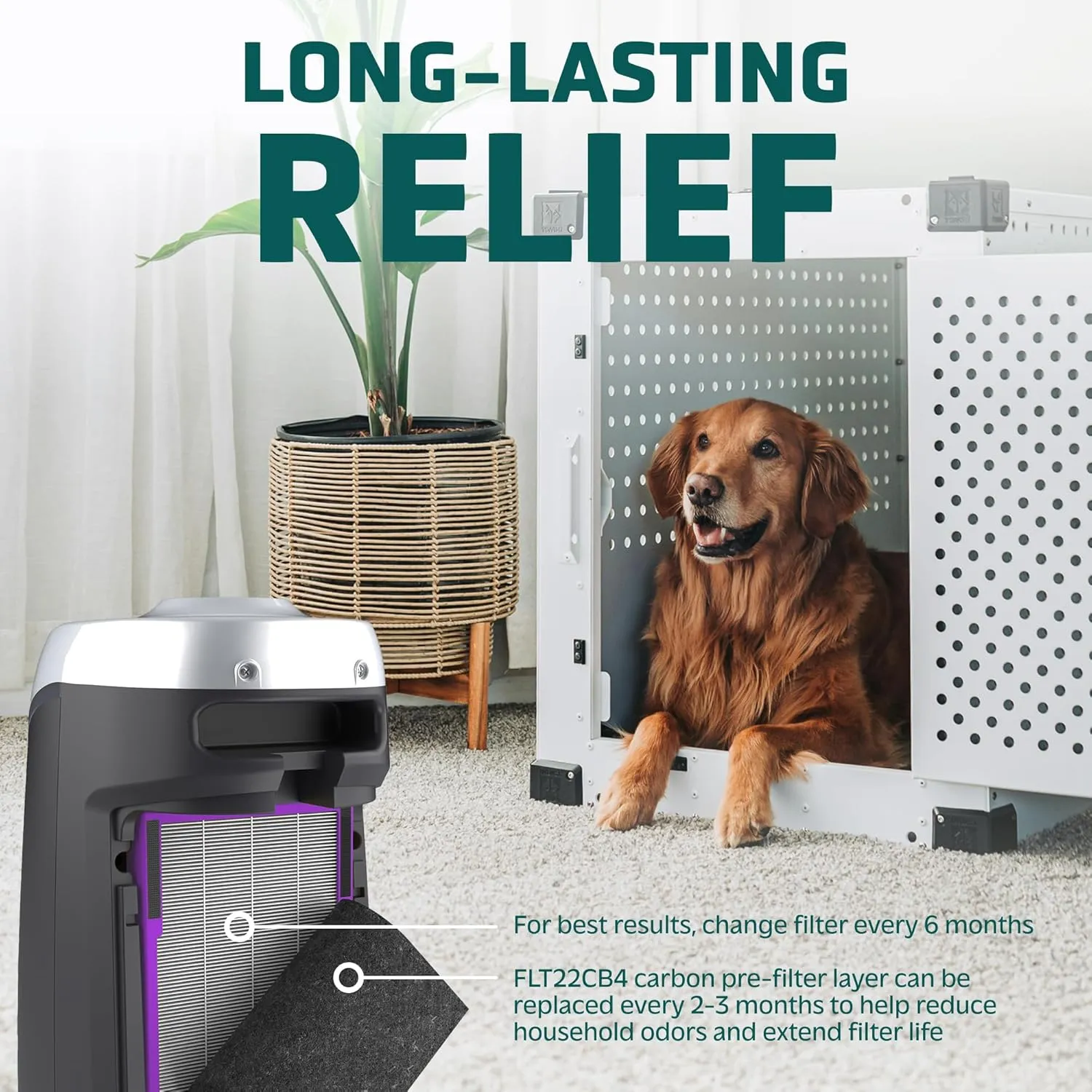 Germ Guardian FLT4850PT True HEPA Genuine Air Purifier Replacement Filter B, with Pet Pure Treatment for GermGuardian C4900, AC4825, AC4850PT, CDAP4500, AC4300, and More
