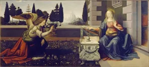 Get Custom Art Leonardo Da Vinci - Annunciation, Poster Art Print Wall Decor - 12x26 Inches