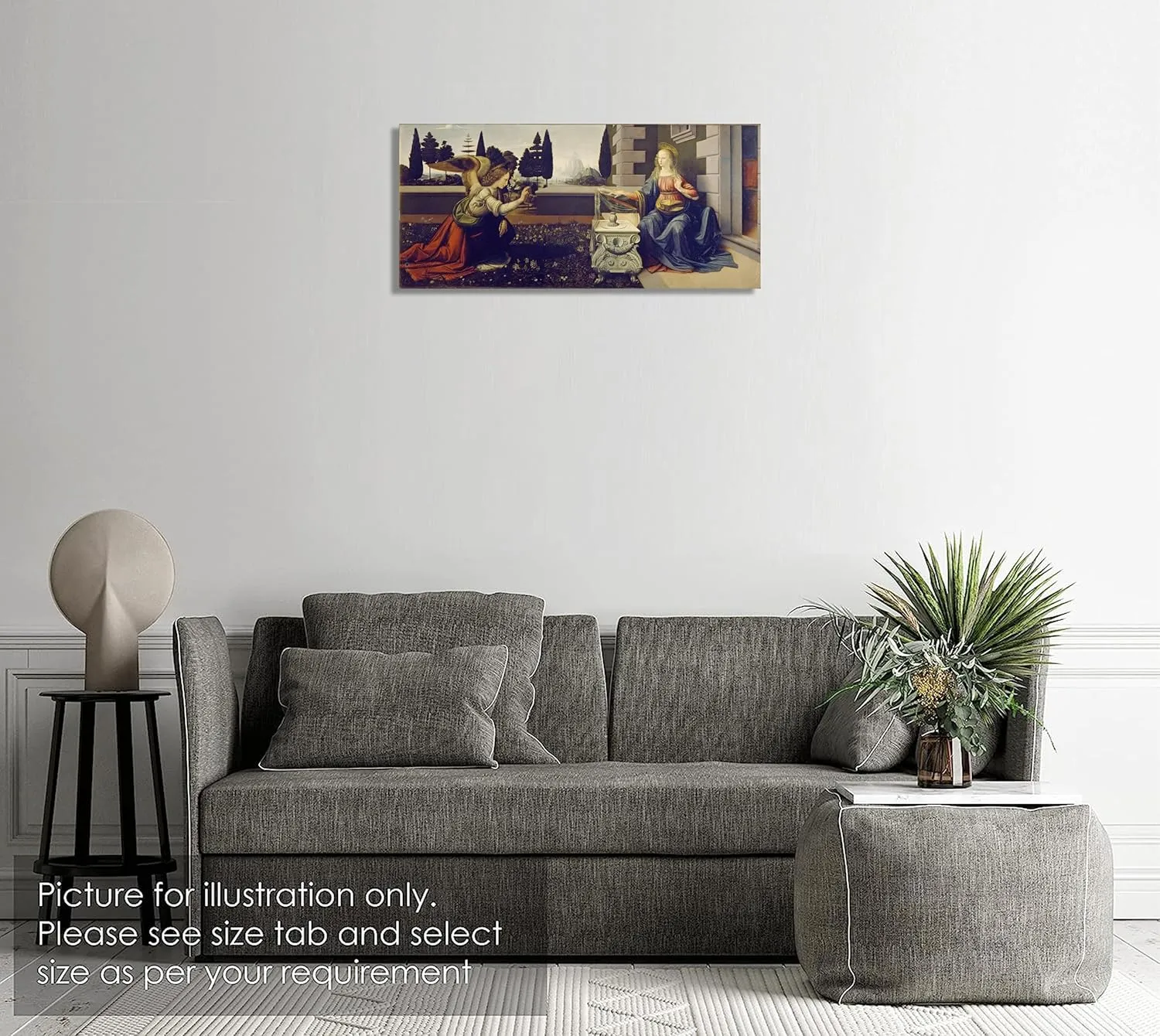 Get Custom Art Leonardo Da Vinci - Annunciation, Poster Art Print Wall Decor - 12x26 Inches