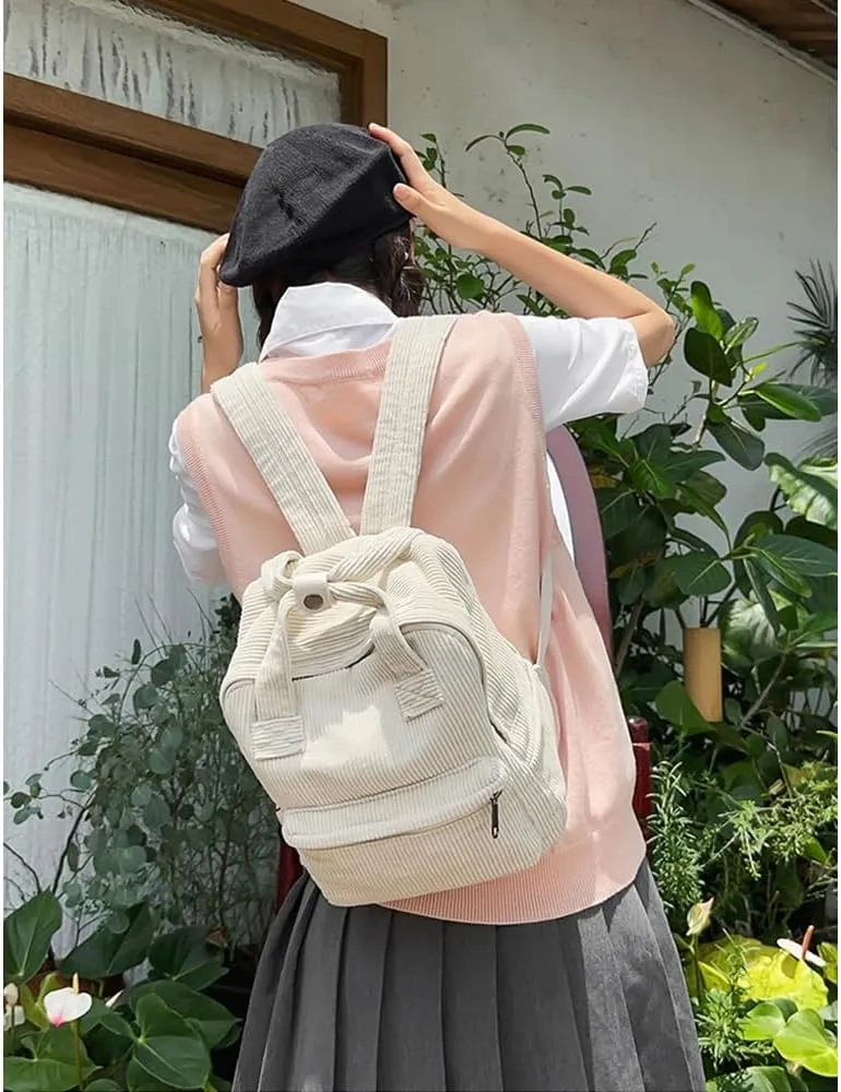 GGOOB Cute Mini Corduroy Backpack - Tiny Purse for Women