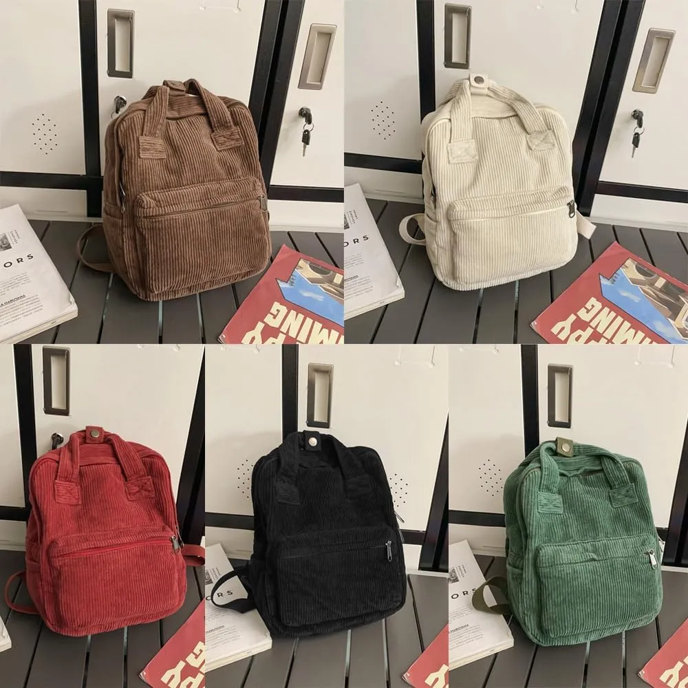 GGOOB Cute Mini Corduroy Backpack - Tiny Purse for Women