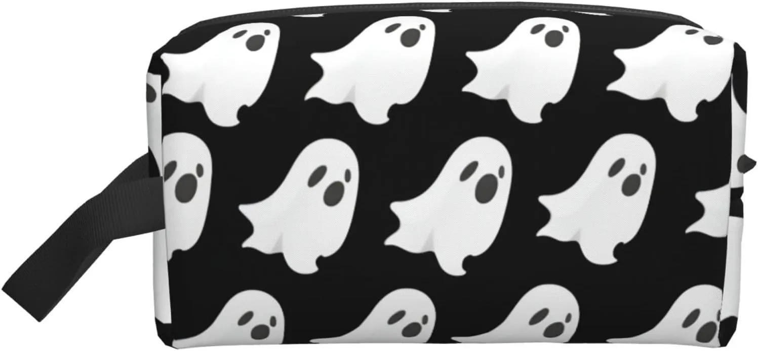 Ghost Halloween Pattern Print Travel Toiletry Organizer Bag, Large Capacity Storage For Cosmetics, Toiletries