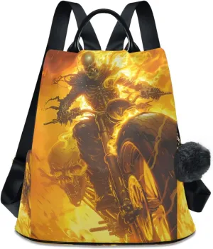 Ghost Riding on Alien Backpack for Women Anti Theft Large Fashion Travel Shoulder Bag Purse Rucksack Lightweight