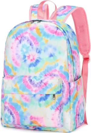 Girls Backpack Tie Dye Kids Backpack for Peschool Kindergarten Elementary Blue School Bookbag (Tie Dye)