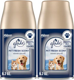 Glade Automatic Spray Refill, Pet Fresh Scent, Scented Air Freshener for Home and Bathroom, 6.2 Oz, 2 Count