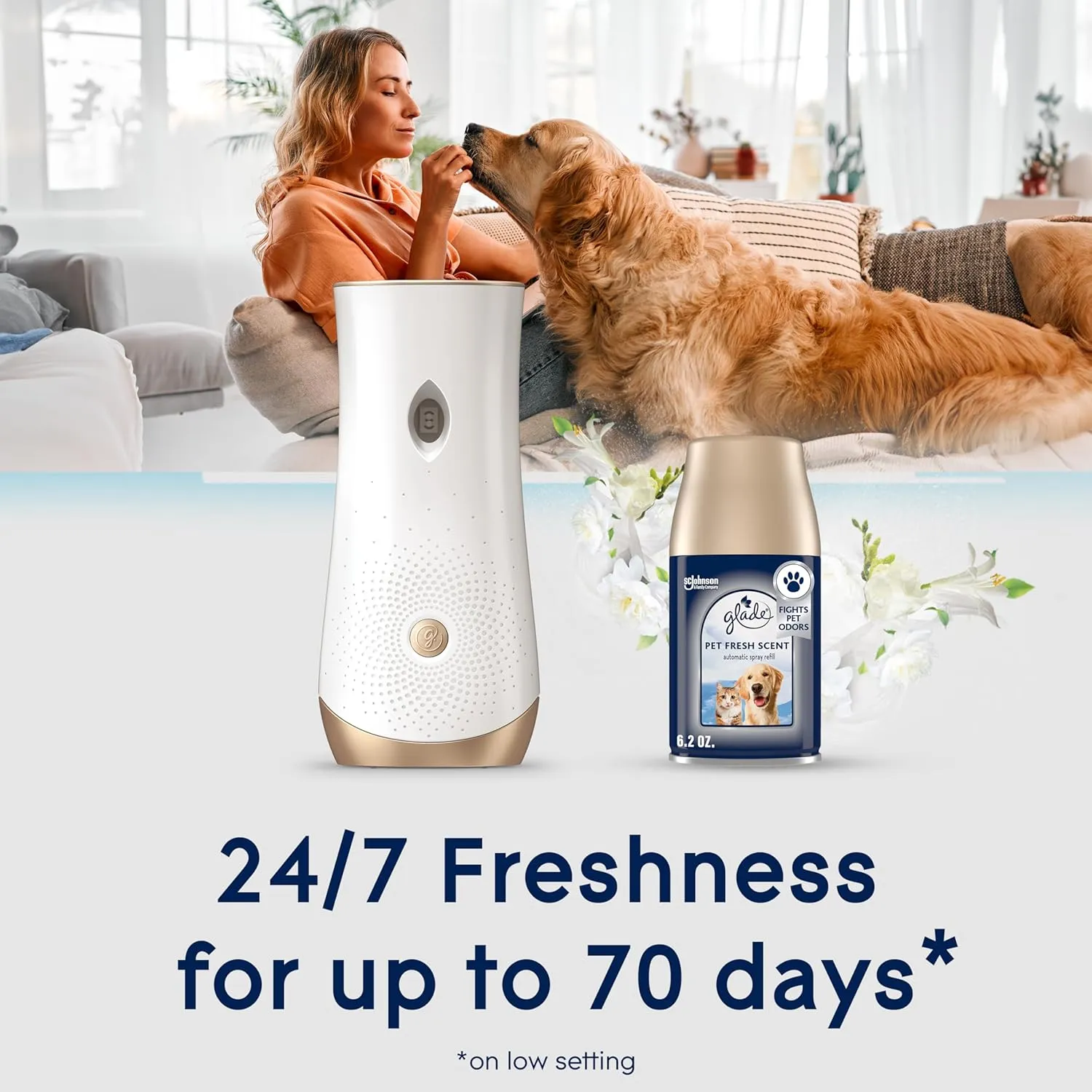 Glade Automatic Spray Refill, Pet Fresh Scent, Scented Air Freshener for Home and Bathroom, 6.2 Oz, 2 Count