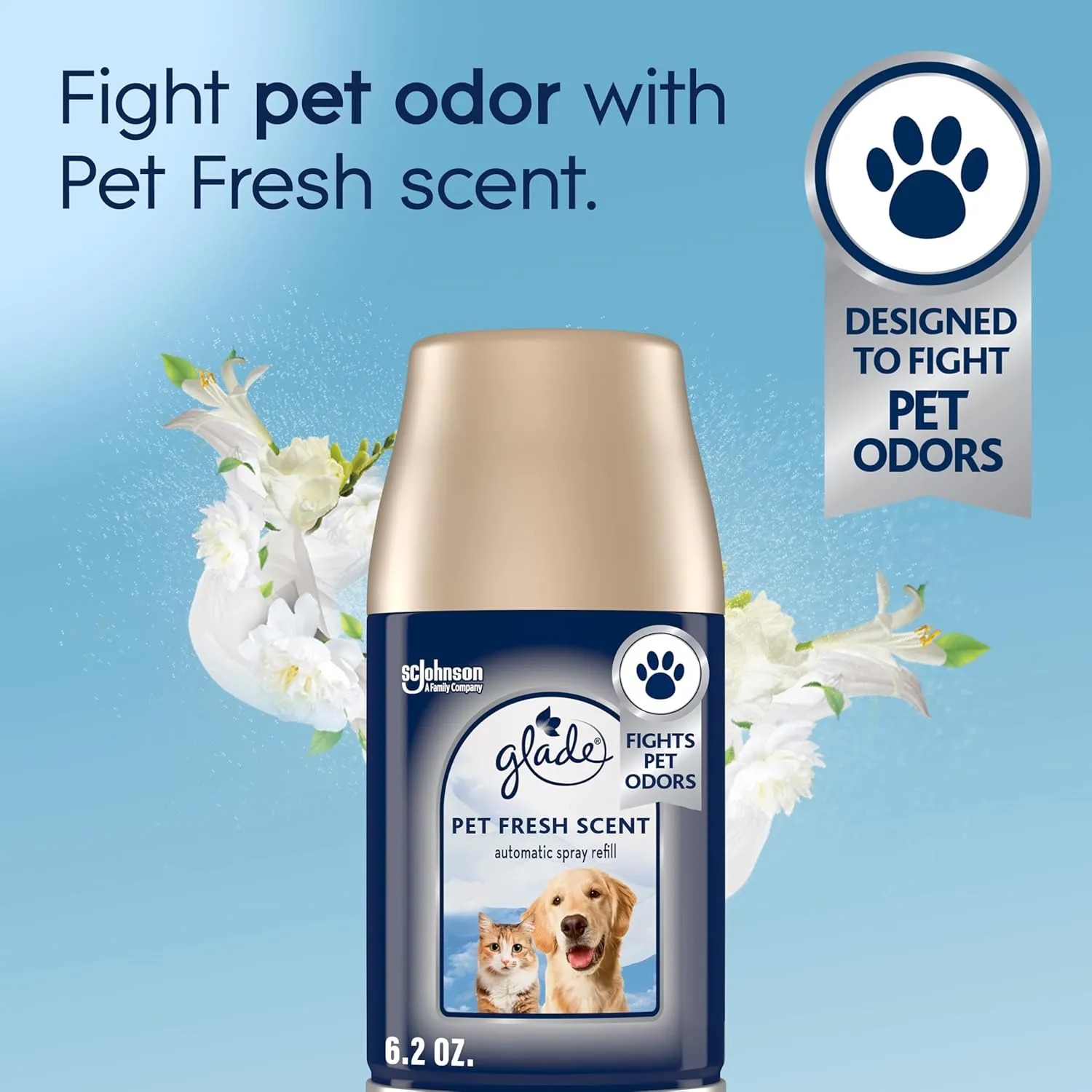 Glade Automatic Spray Refill, Pet Fresh Scent, Scented Air Freshener for Home and Bathroom, 6.2 Oz, 2 Count
