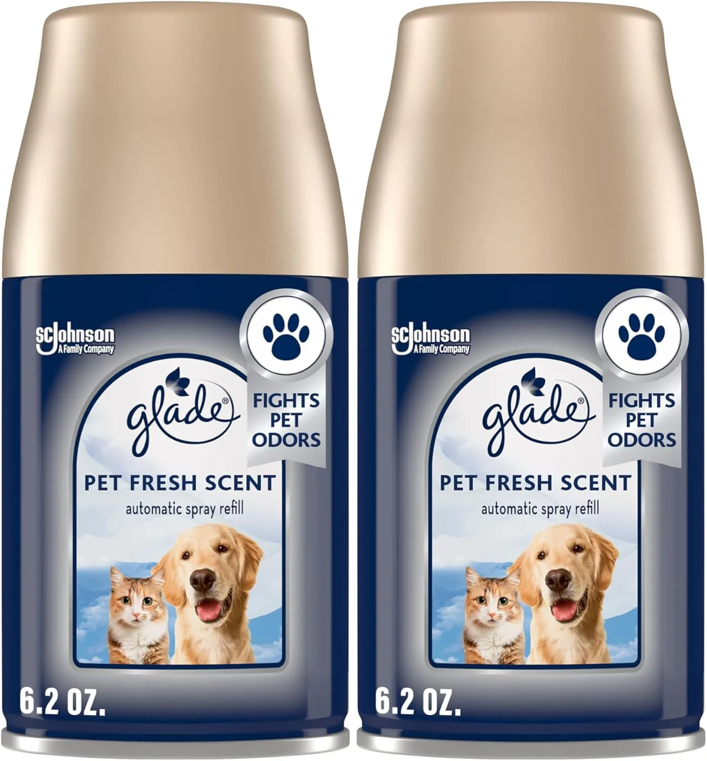 Glade Automatic Spray Refill, Pet Fresh Scent, Scented Air Freshener for Home and Bathroom, 6.2 Oz, 2 Count