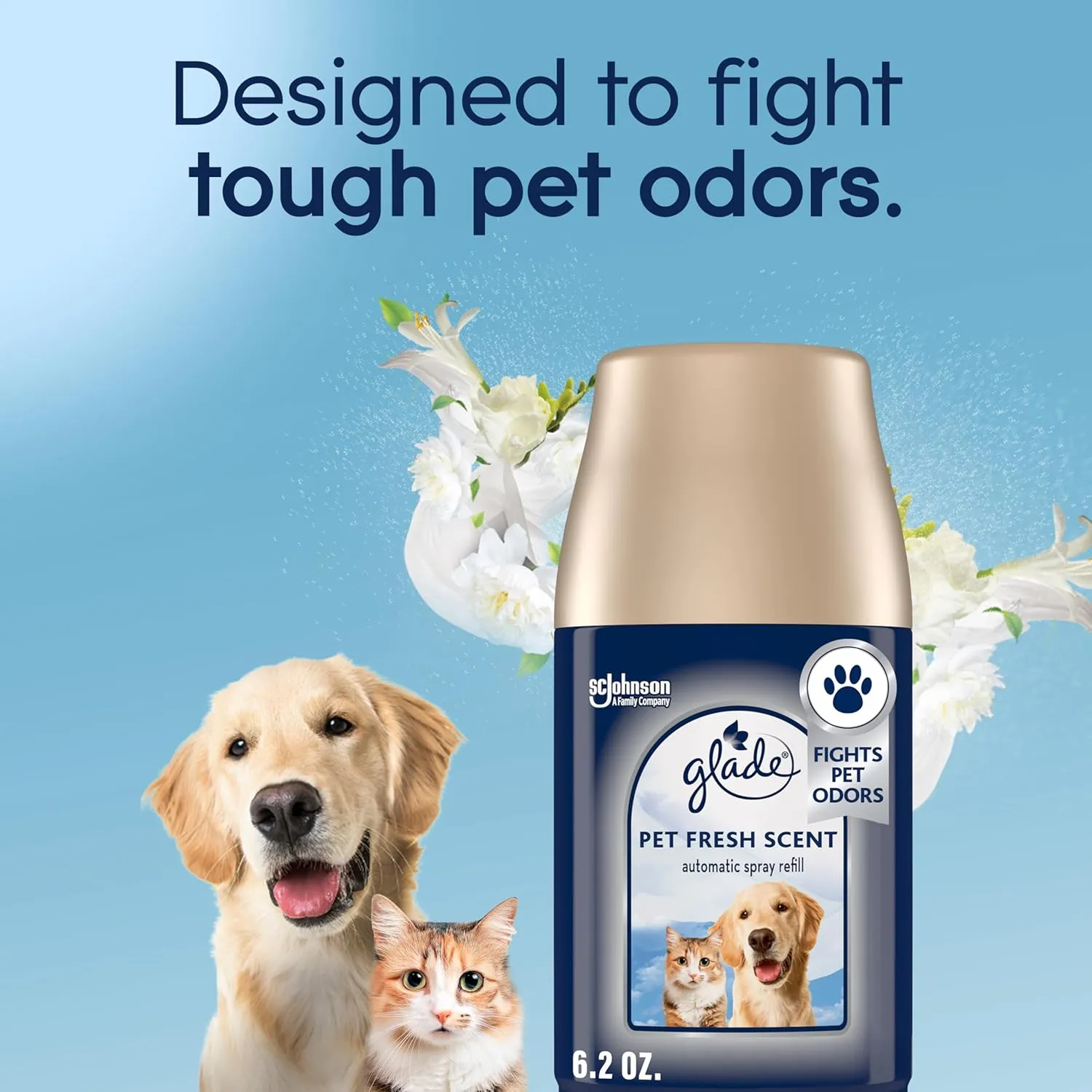 Glade Automatic Spray Refill, Pet Fresh Scent, Scented Air Freshener for Home and Bathroom, 6.2 Oz, 2 Count