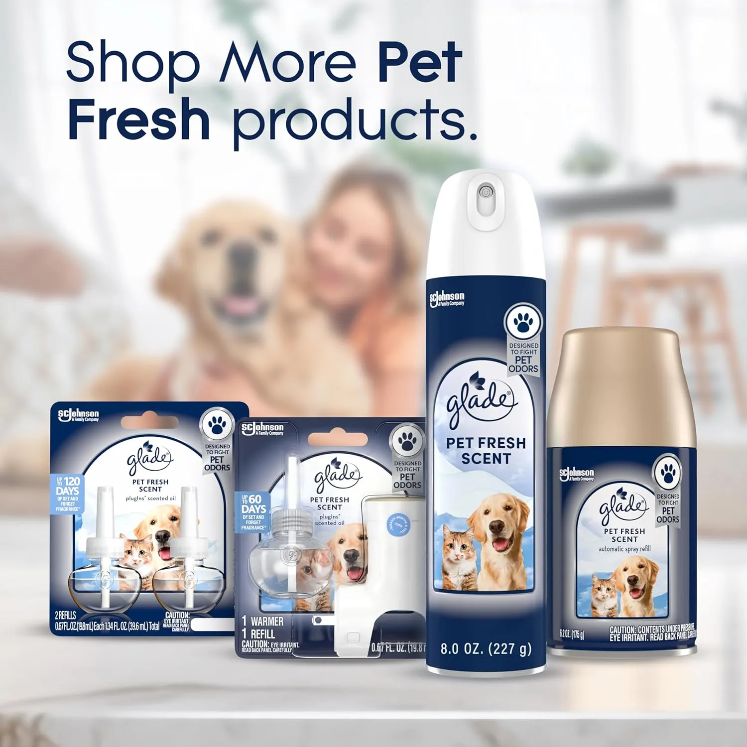Glade Automatic Spray Refill, Pet Fresh Scent, Scented Air Freshener for Home and Bathroom, 6.2 Oz, 2 Count