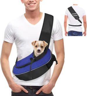 Gloppie Dog Carriers for Small Dogs Breathable Pet Sling Carrier Travel Cat Carrier Puppy Carrier Hands Free Dog Carrying Bag for 5lb Dogs Klein Blue S