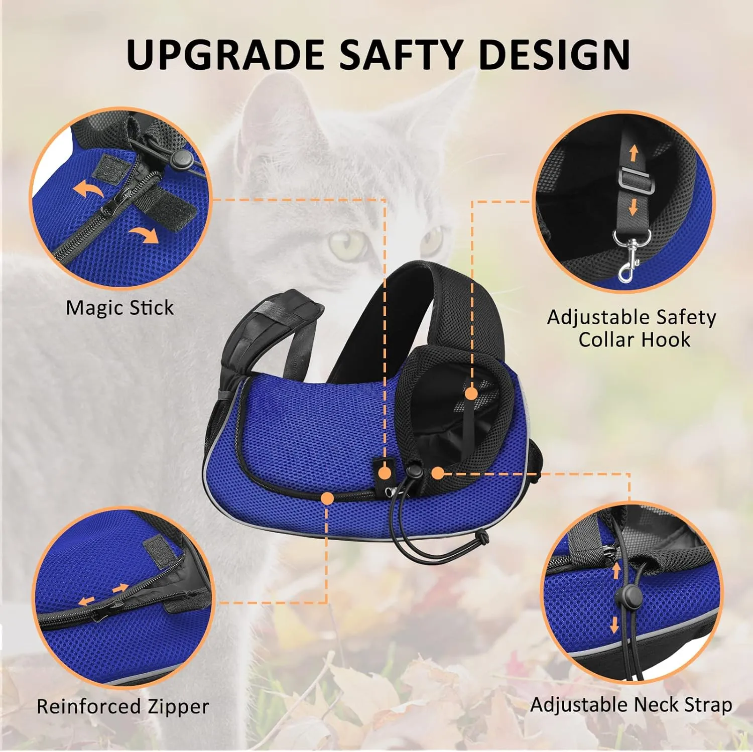 Gloppie Dog Carriers for Small Dogs Breathable Pet Sling Carrier Travel Cat Carrier Puppy Carrier Hands Free Dog Carrying Bag for 5lb Dogs Klein Blue S