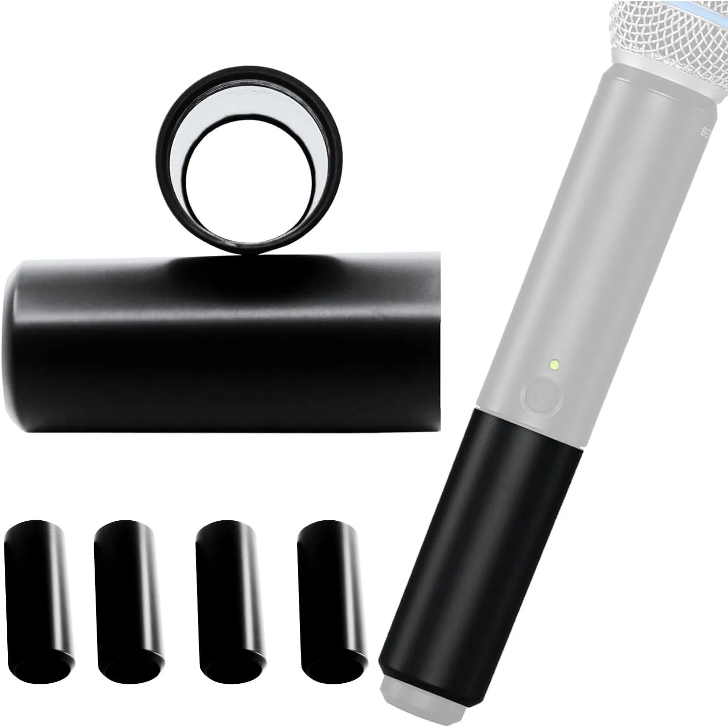 Glossy Battery Cover Compatible with Shure BLX2 / BLX288 - SM58 / Beta 58 /Beta 87 Wireless Microphone Housing Body Cap/Cup Replacement and Refurnishing, Black 4 Pack