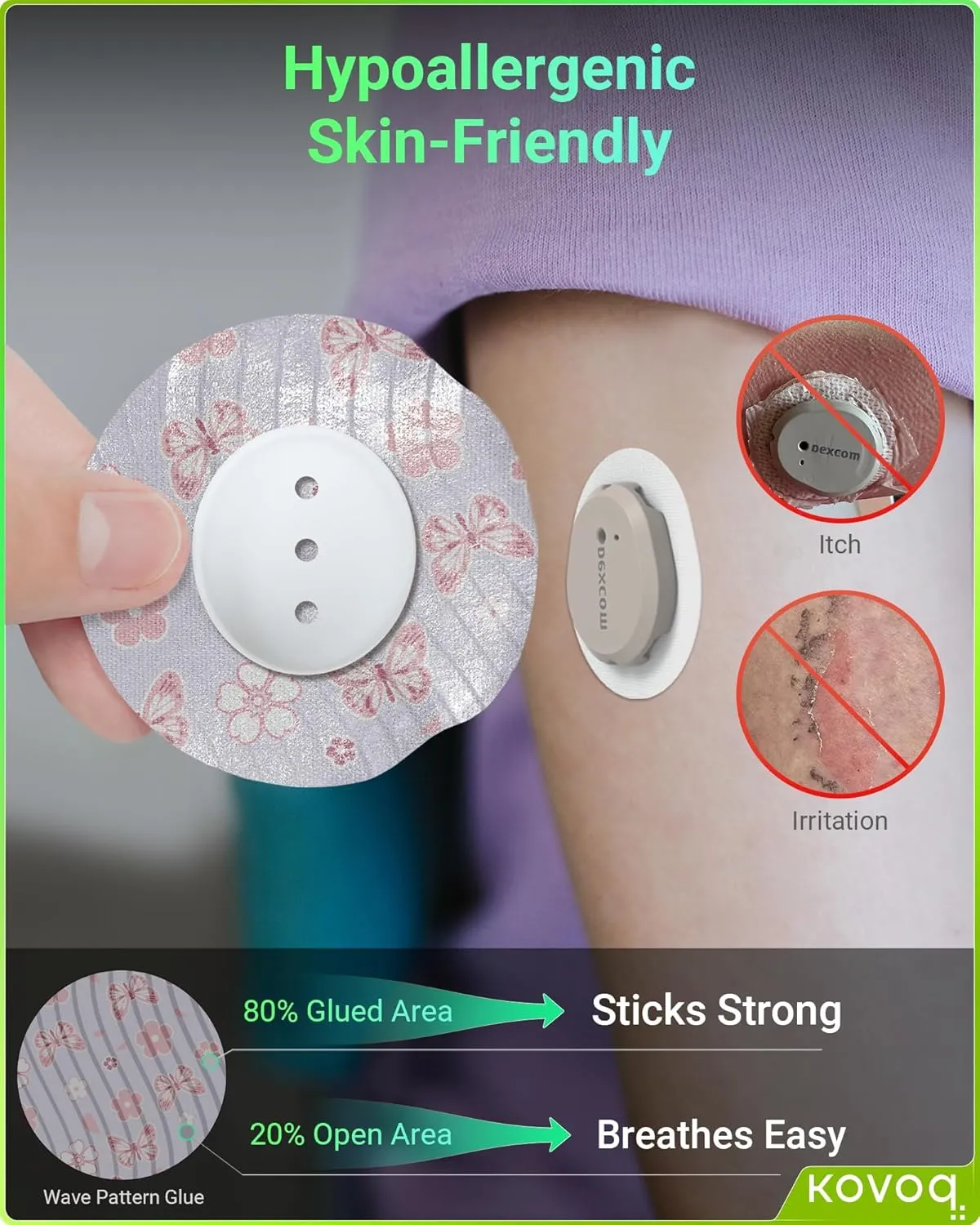 Glow-in-The-Dark Dexcom G7 Over Patches Waterproof, 16 Pack GlowArmor Dexcom G7 & Stelo Adhesive Patches with Hard Cover, Prevent Compression Lows Shockproof Up to 14 Days (Glow Butterfly)