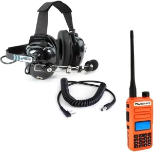 GMRS Two Way Handheld Radio and Behind The Head Headset Combo
