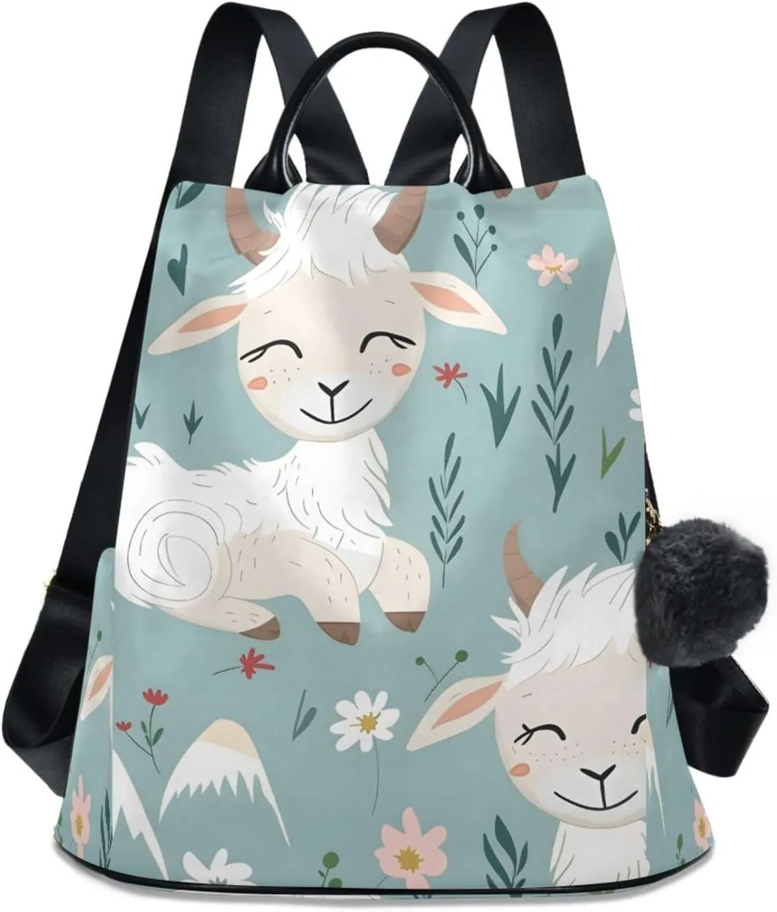 Goat Backpack for Women Anti Theft Large Fashion Travel Shoulder Bag Purse Rucksack Lightweight
