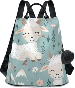 Goat Backpack for Women Anti Theft Large Fashion Travel Shoulder Bag Purse Rucksack Lightweight