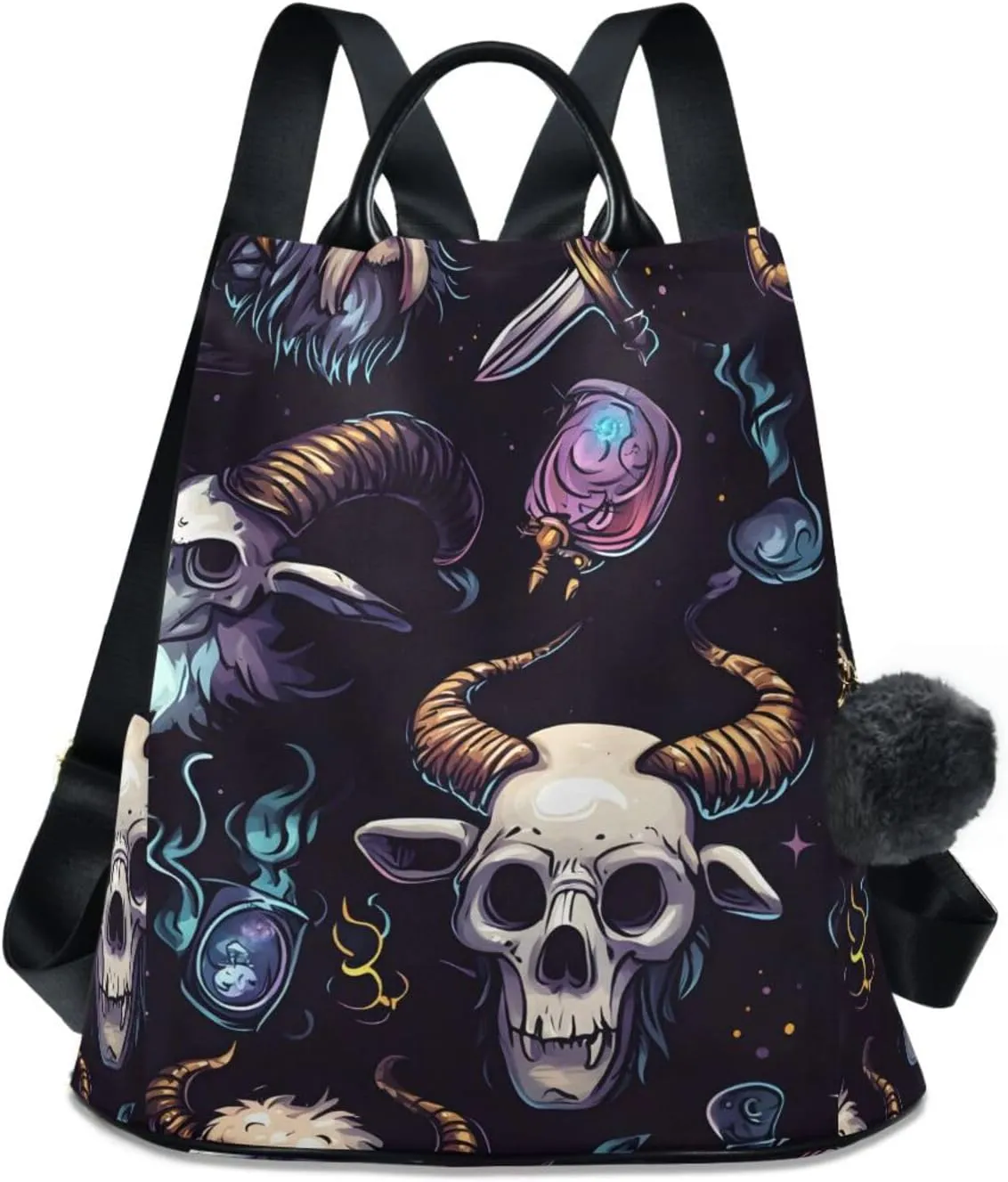 Goat Skulls Magical Print Backpack for Women Anti Theft Large Fashion Travel Shoulder Bag Purse Rucksack Lightweight