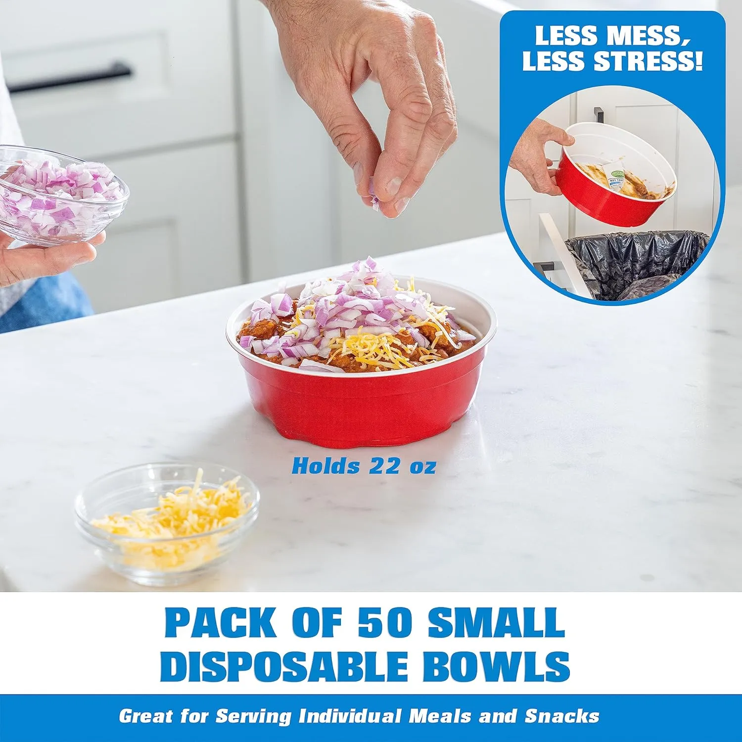 GoBig Red Party Cup Bowls - Large Disposable Plastic Bowls - 22 oz or 60 oz