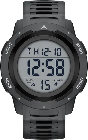GOLDEN HOUR Mens Waterproof Digital Sport Watches Wide Screen Easy Read Display Military Style with Rubber Strap
