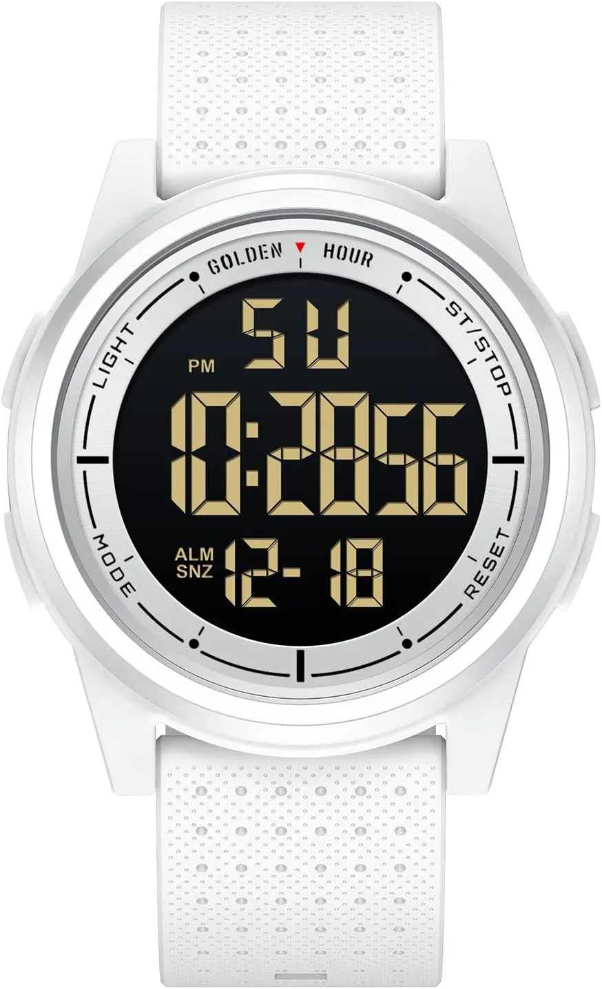GOLDEN HOUR Ultra-Thin Minimalist Sports Waterproof Digital Watches Men with Wide-Angle Display Rubber Strap Wrist Watch for Men Women