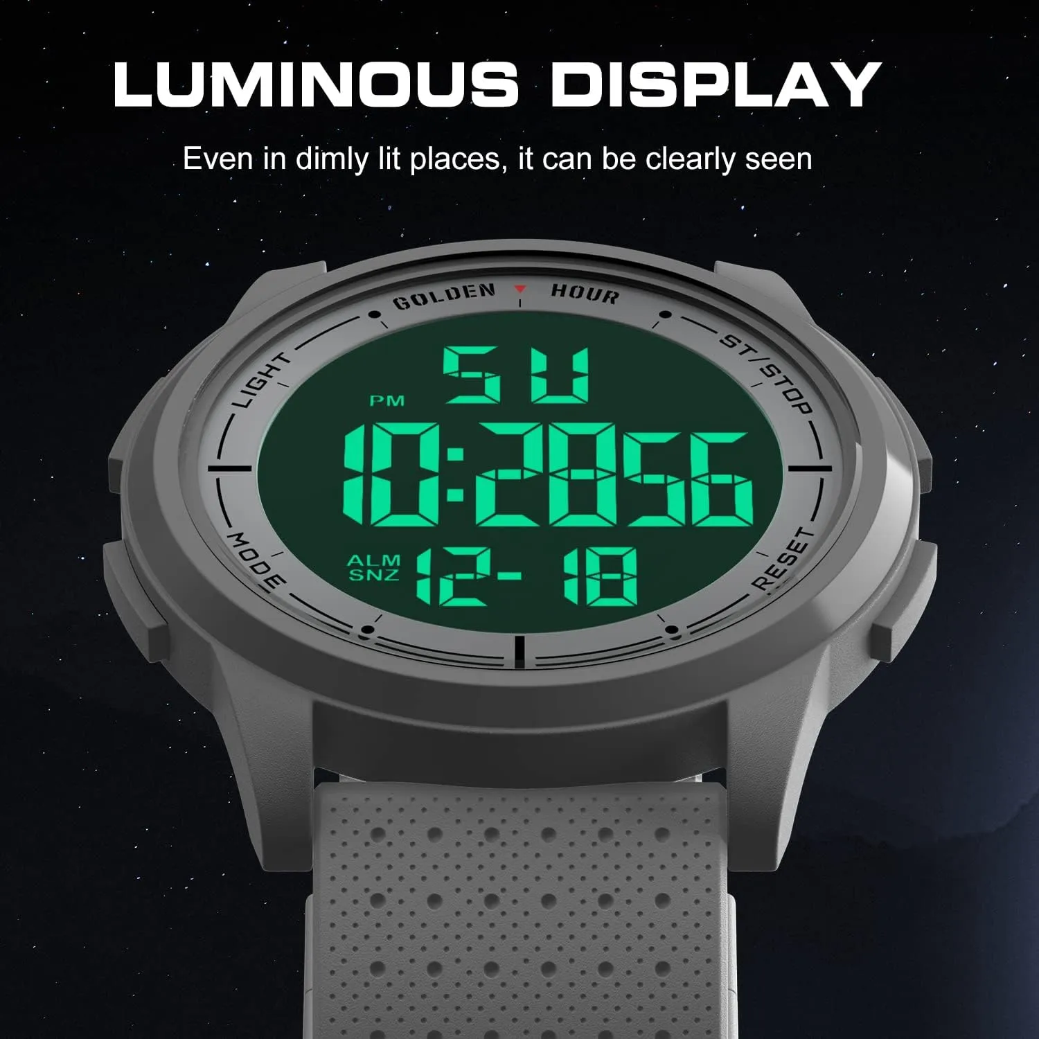 GOLDEN HOUR Ultra-Thin Minimalist Sports Waterproof Digital Watches Men with Wide-Angle Display Rubber Strap Wrist Watch for Men Women