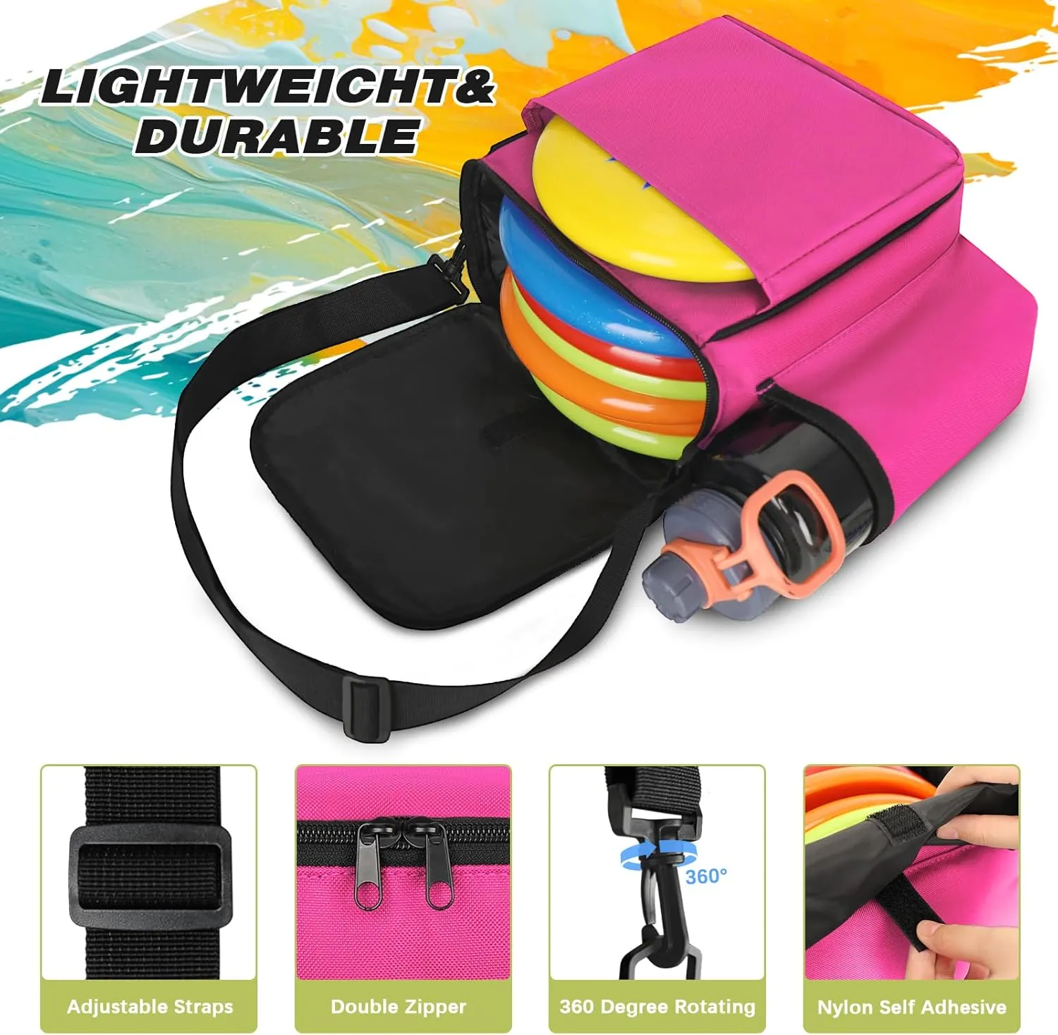 Goloni Disc Golf Bag Holds 8 Discs,Lightweight & Large Capacity disk golf bags, Disc & Pet Frisbee Toys,disc golf accessories & disc golf bags for men