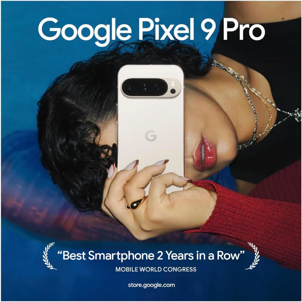 Google Pixel 9 Pro - Unlocked Android Smartphone with Gemini, Triple Rear Camera System, 24-Hour Battery, and 6.3" Super Actua Display - Hazel - 128 GB