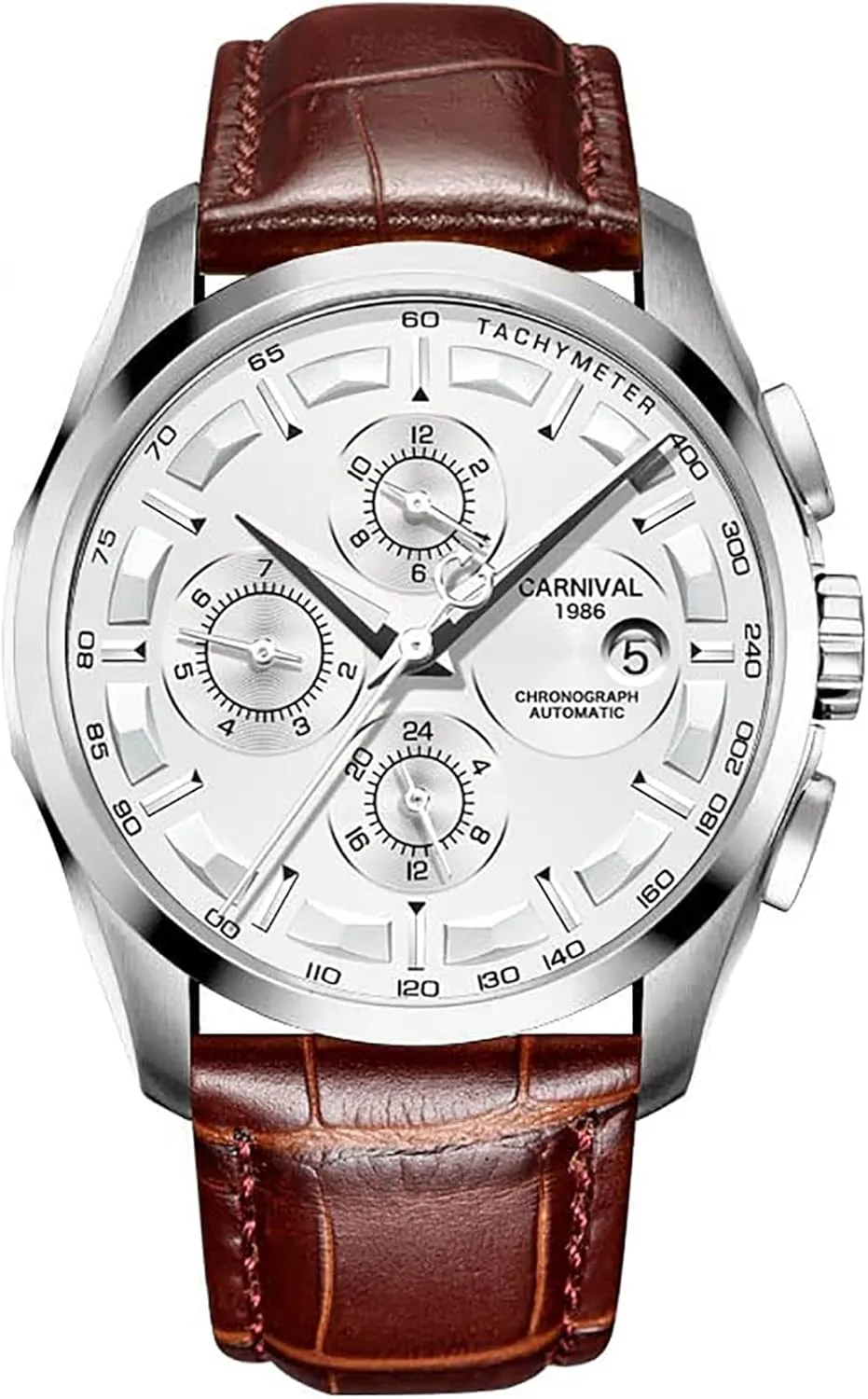 Gosasa Swiss Watch Men's Complex Function Analog Automatic Mechanical Watch Stainless Steel Luminous Watch