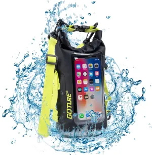 Goture Dry Bag, 2L Waterproof Bag with Shoulder Straps, 500D PVC Small Dry Sack Touchscreen Waterproof Phone Pouch, Roll Top Crossbody Dry Bags for Kayaking, Boating, Fishing, Camping, Beach, Travel