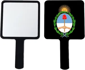 GOYMFKM Hand Mirror with Handle - Argentina National Emblem Flag Handheld Mirror for Barber Shops, Hairdressing, Home Self Hair Cutting and Makeup Black 12×22Cm
