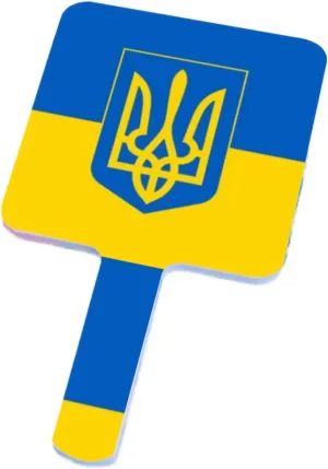 GOYMFKM Handheld Makeup Mirrors with Ukraine Flag National Emblem - Hand Held Mirror with Handle for Salon, Portable Travel Beauty Vanity Mirror(Square) White 12×22Cm