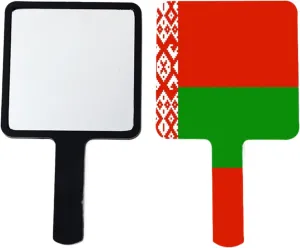 GOYMFKM Personalized Republic of Belarus Flag Hand Mirror, Square Handheld Makeup Mirrors, Large Hand Held Mirror with Handle, Travel Makeup Compact Mirror Black 12×22Cm