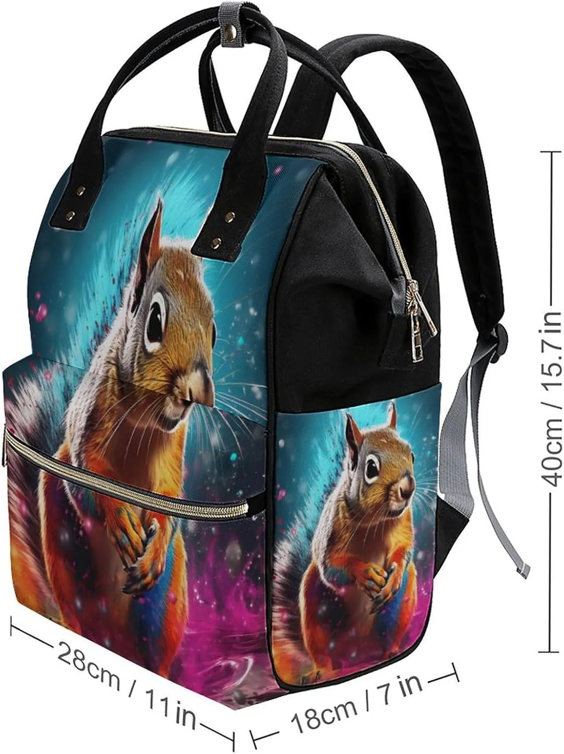 Graffiti Cute Chipmunk Diaper Bag Backpack Travel Waterproof Mommy Bag Nappy Daypack
