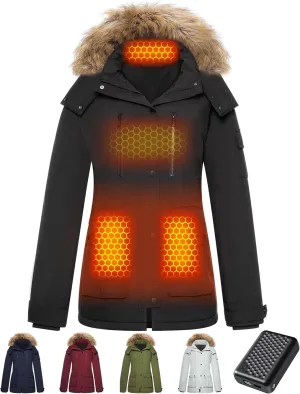 Graphene Heated Jacket for Women with Large Capacity Battery Pack Waterproof Windproof