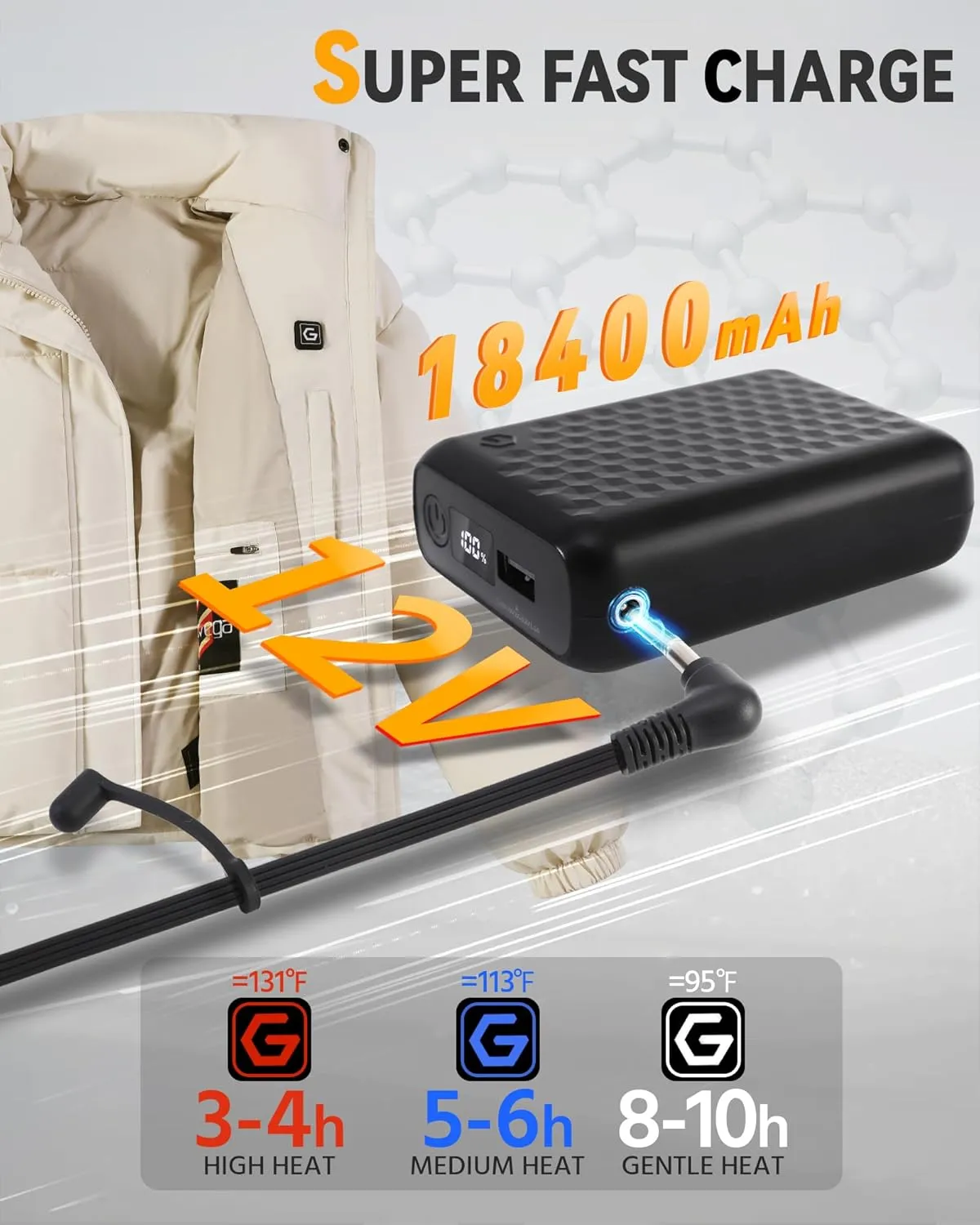 Graphene Women Heated Jacket 12V Fast Charge 18400mAh Large Capacity