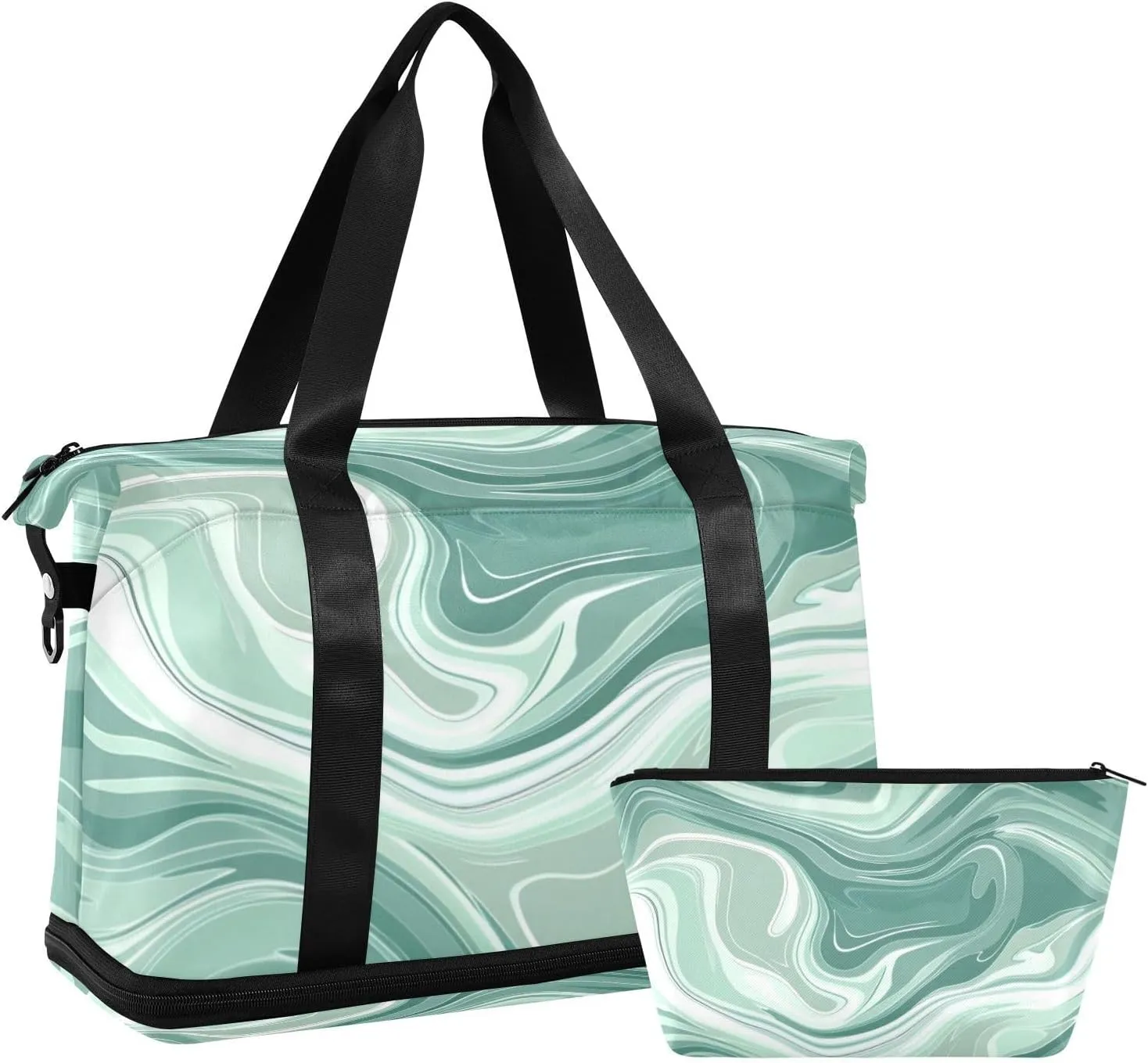 Gray-green Fluid Sports Gym Bag Sport Training Bag with Adjustable Strap for Business Trips Foldable