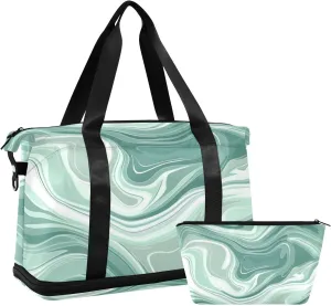 Gray-green Fluid Sports Gym Bag Sport Training Bag with Adjustable Strap for Business Trips Foldable