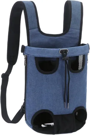 Grebest Pet Carrier Pet Bag Fashion Breathable Portable Adjustable Drawstring Comfortable Chest Shoulder Bag Anxiety-reducing Pet Bag Blue M