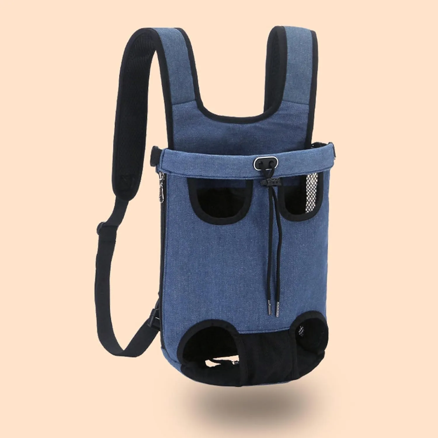 Grebest Pet Carrier Pet Bag Fashion Breathable Portable Adjustable Drawstring Comfortable Chest Shoulder Bag Anxiety-reducing Pet Bag Blue M