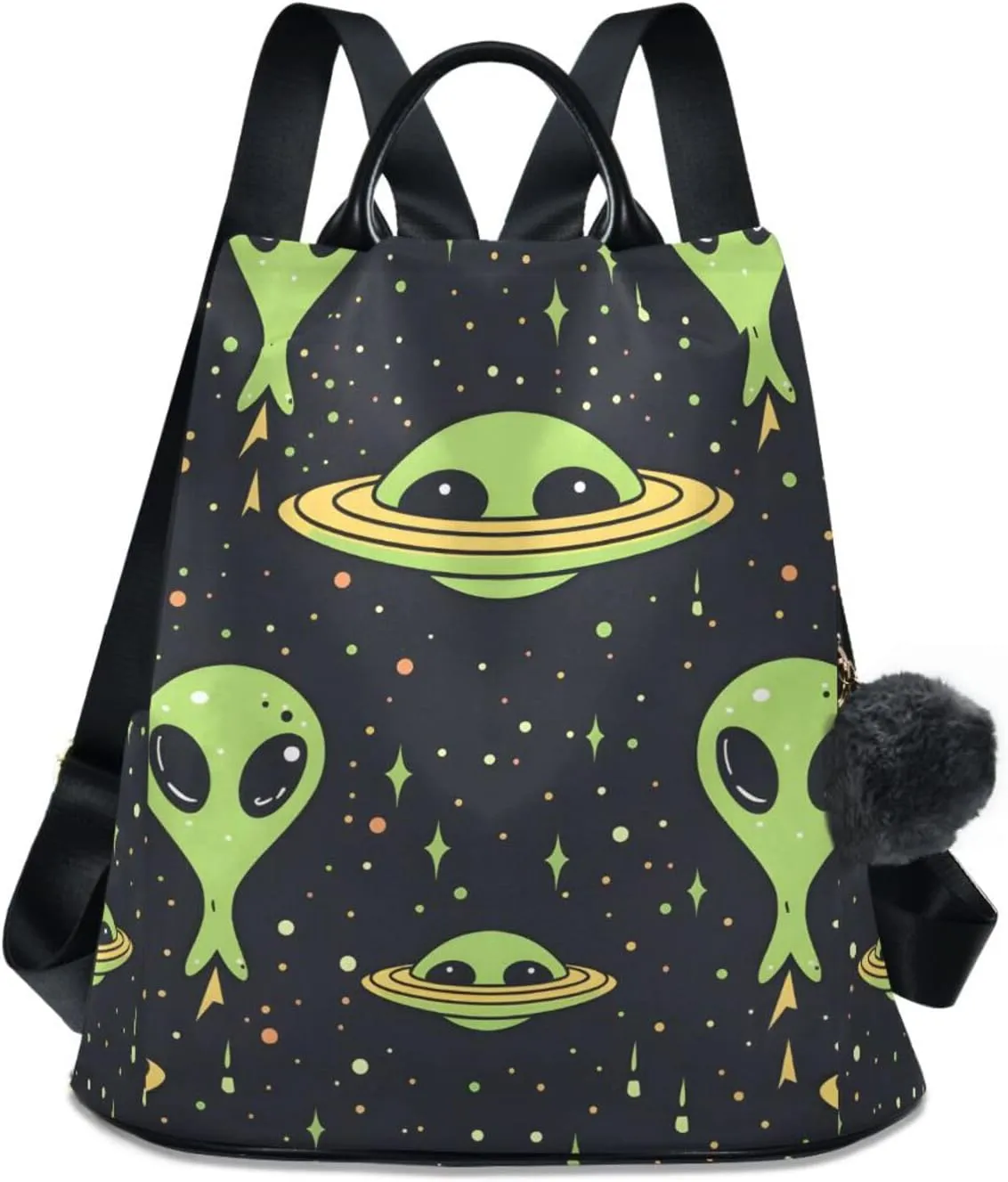 Green Aliens Space Backpack for Women Anti Theft Large Fashion Travel Shoulder Bag Purse Rucksack Lightweight