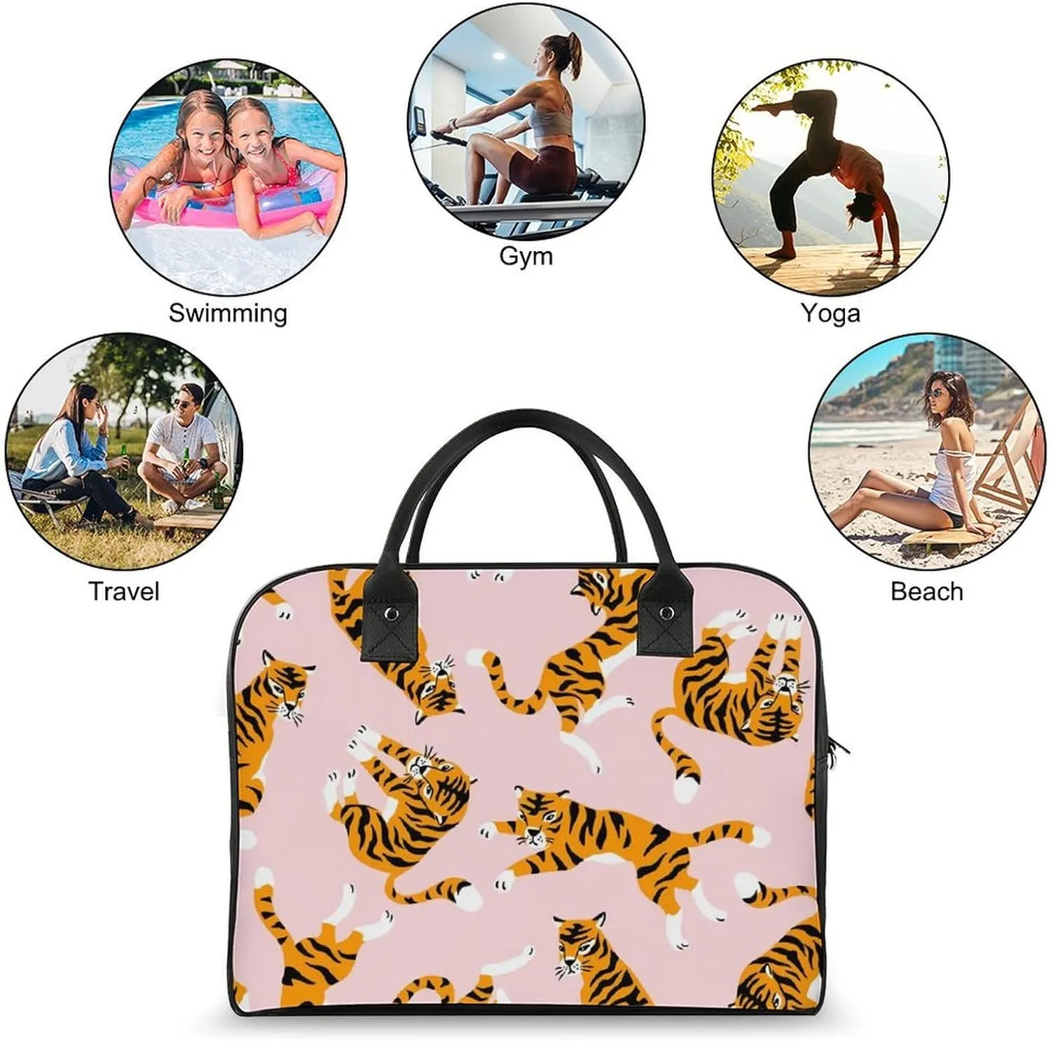 Green Boston Terrier Dogs Fashionable Large Capacity Travel Handbag Unisex