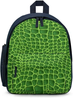 Green Crocodile Lizard Skin Cute Backpack Lightweight Travel Daypack Basic Notebook Bag with Pockets
